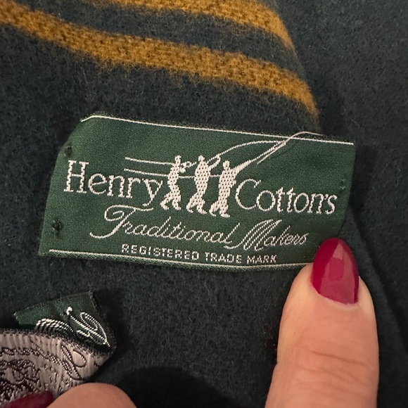 Henry Cotton's Vintage "Fishing" Lambswool Made in Scotland Preppy Scarf - Picture 9 of 9